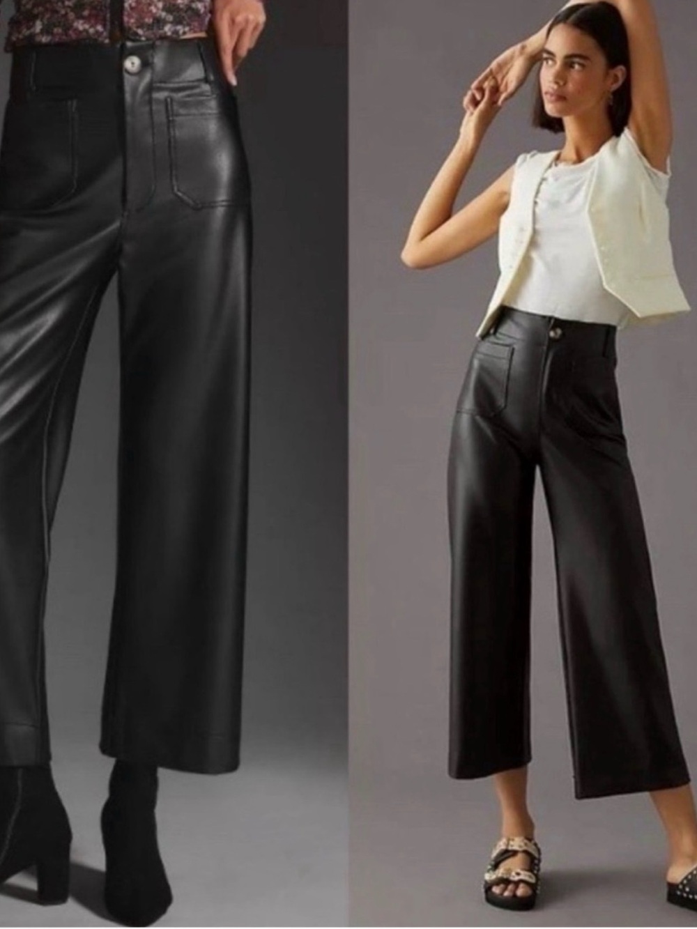 Maeve the Colette faux leather cropped pants black 29